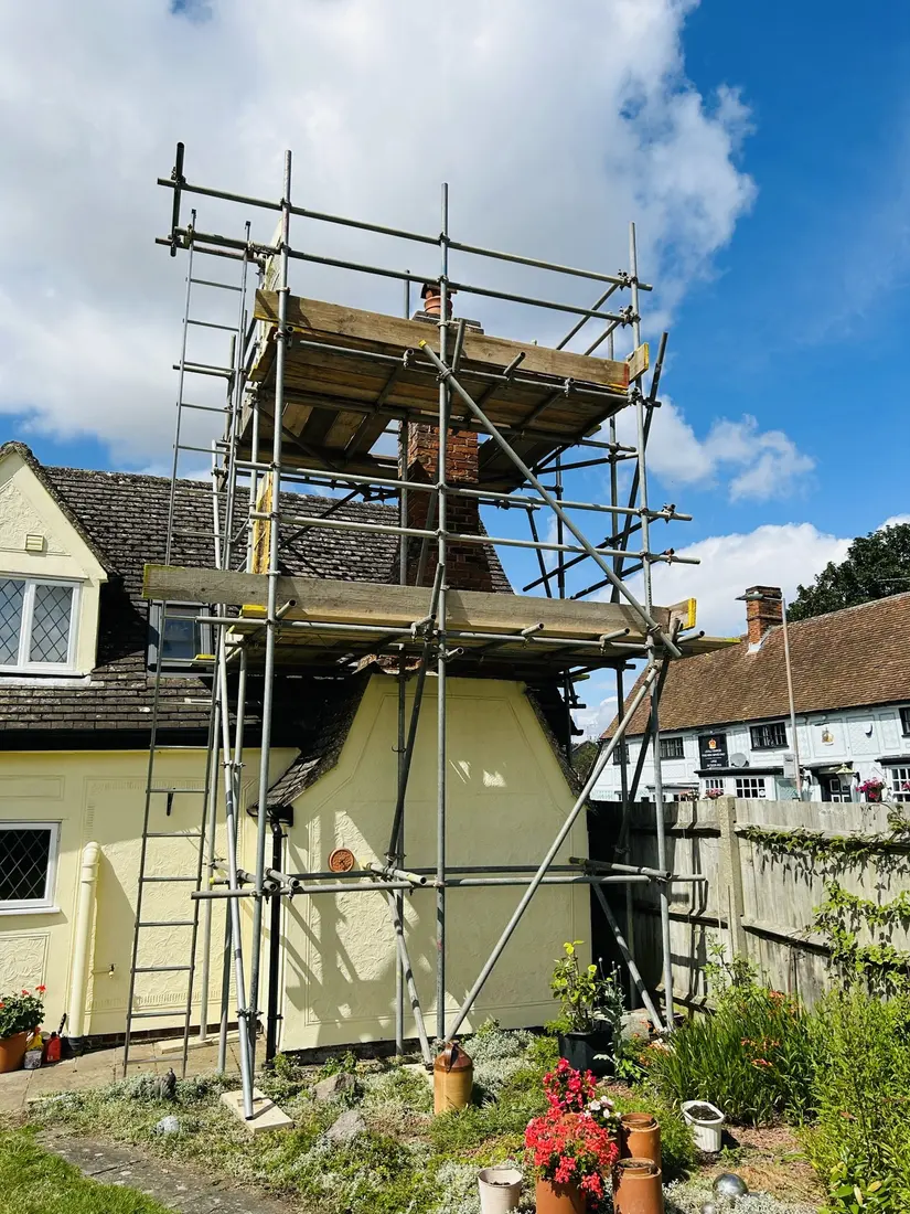 Chimney stack scaffold on a cottage